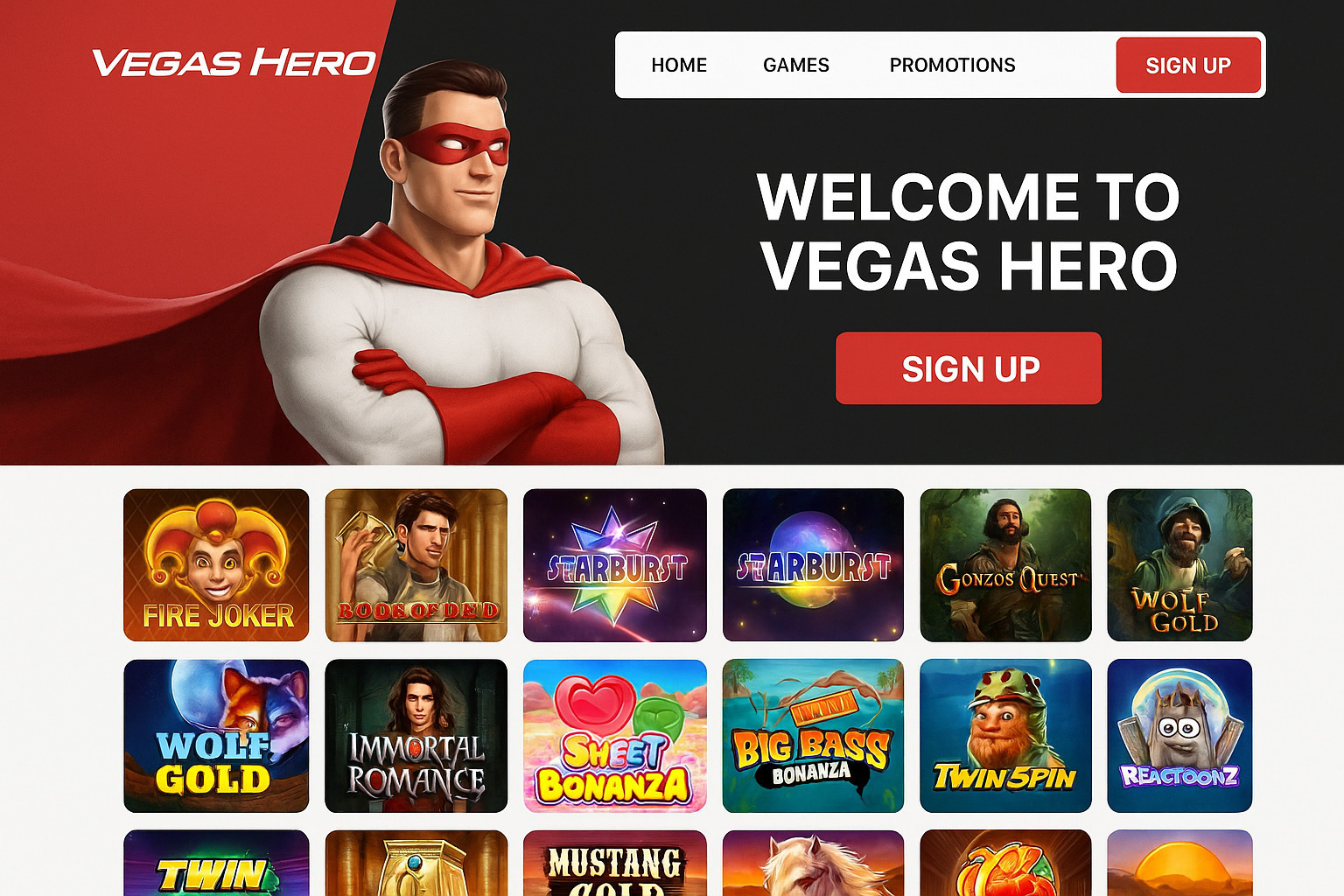 VegasHero Casino Lobby